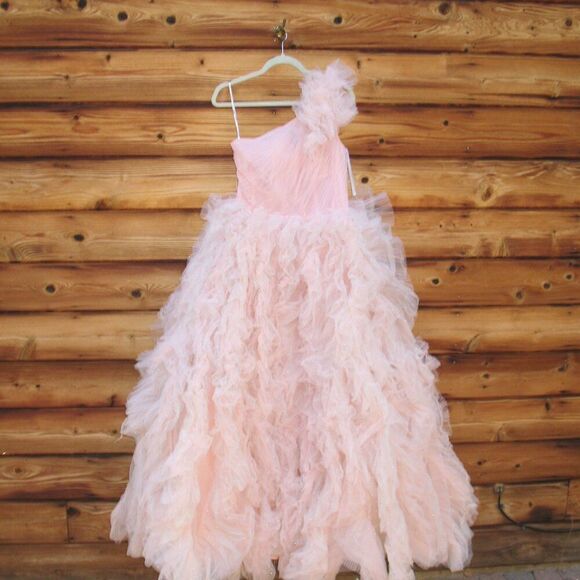 MAC DUGGAL 20576 Womens Pink One Shoulder Glitter Tulle Gown Dress - Picture 5 of 15